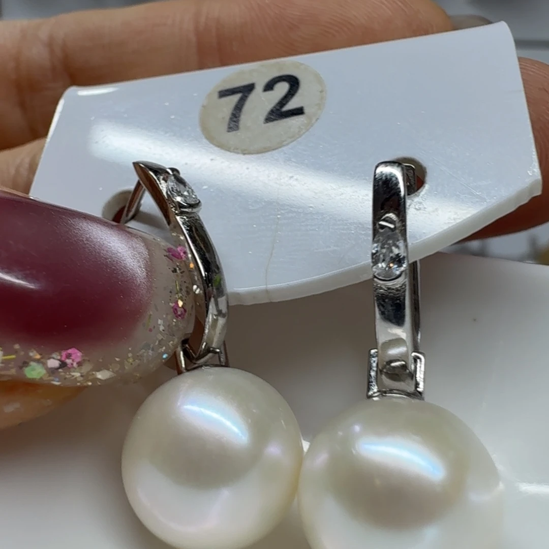 平***姐淡水珍珠银S925镶嵌耳饰珍珠10.9
