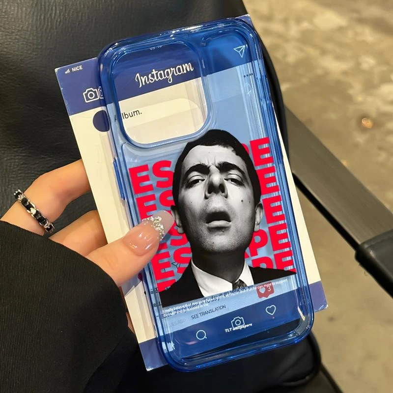 憨豆先生插画适用iPhone16/15promax透蓝手机壳苹果13/12防摔保护