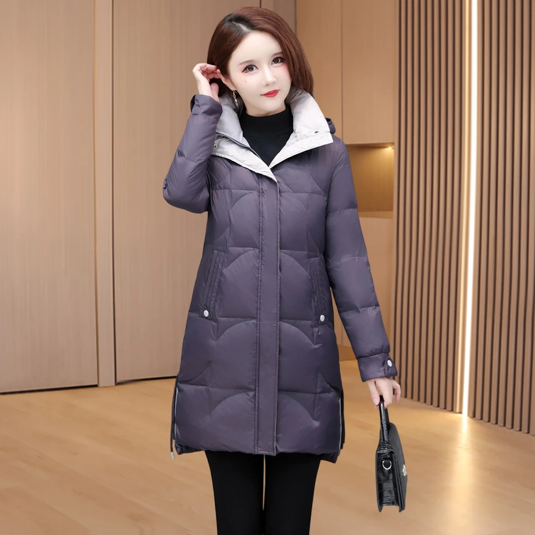 嘉兴保暖白鸭绒羽绒服女款爆款2025新款冬季高贵气质妈妈外套洋气