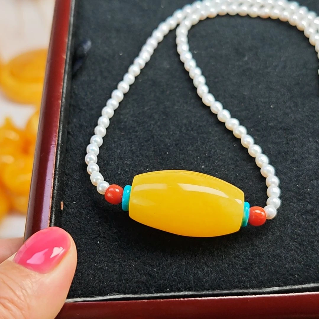 蜜蜡吊坠(赠链)未镶嵌锁骨链