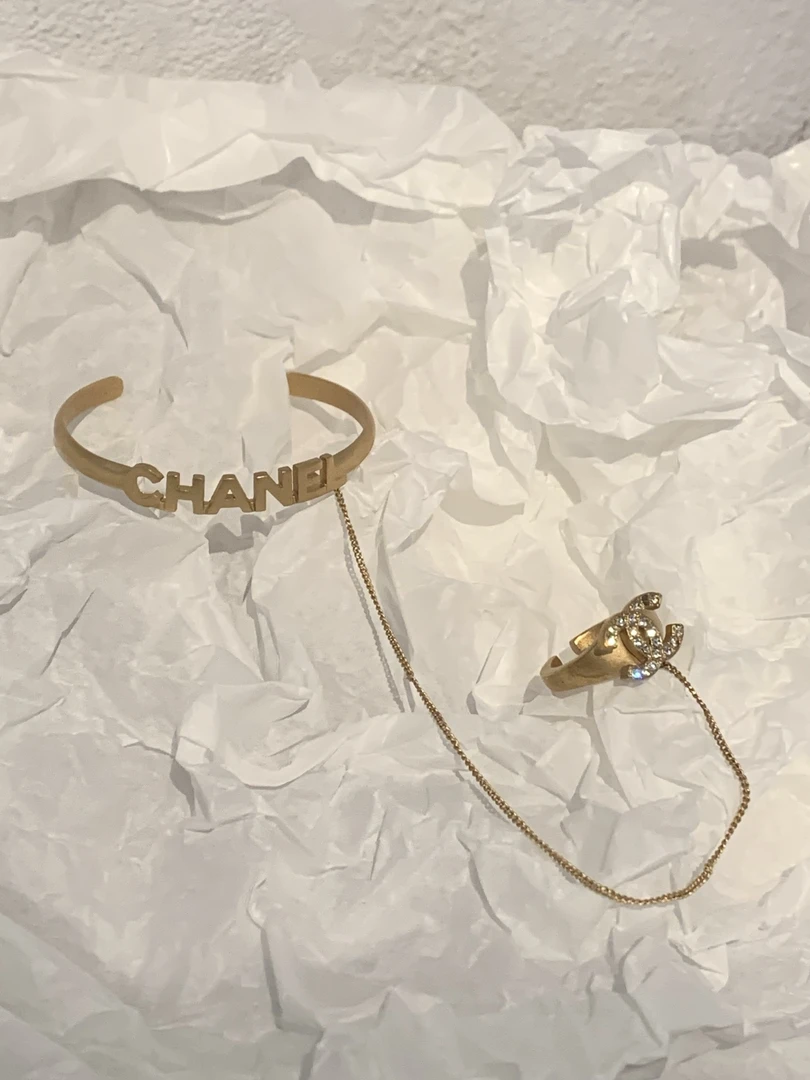 95新 Chanel/香奈儿 Chanel 01A 字母手镯链条镶钻戒指/11919486