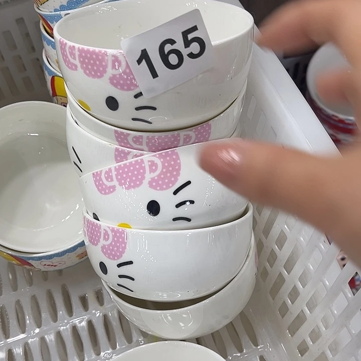 摆件陶六个米饭碗微瑕