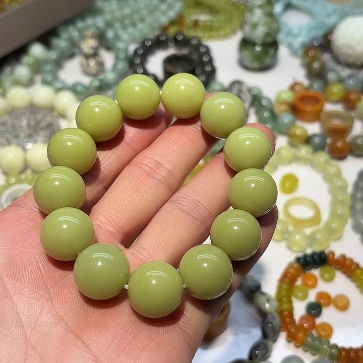 蛇纹石玉未镶嵌手串17+