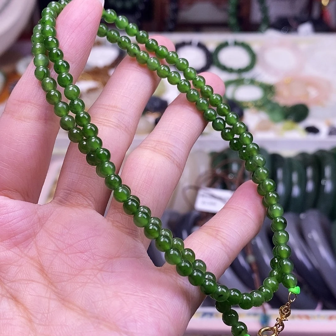 颈饰未镶嵌和田玉老矿料碧玉锁骨链4m