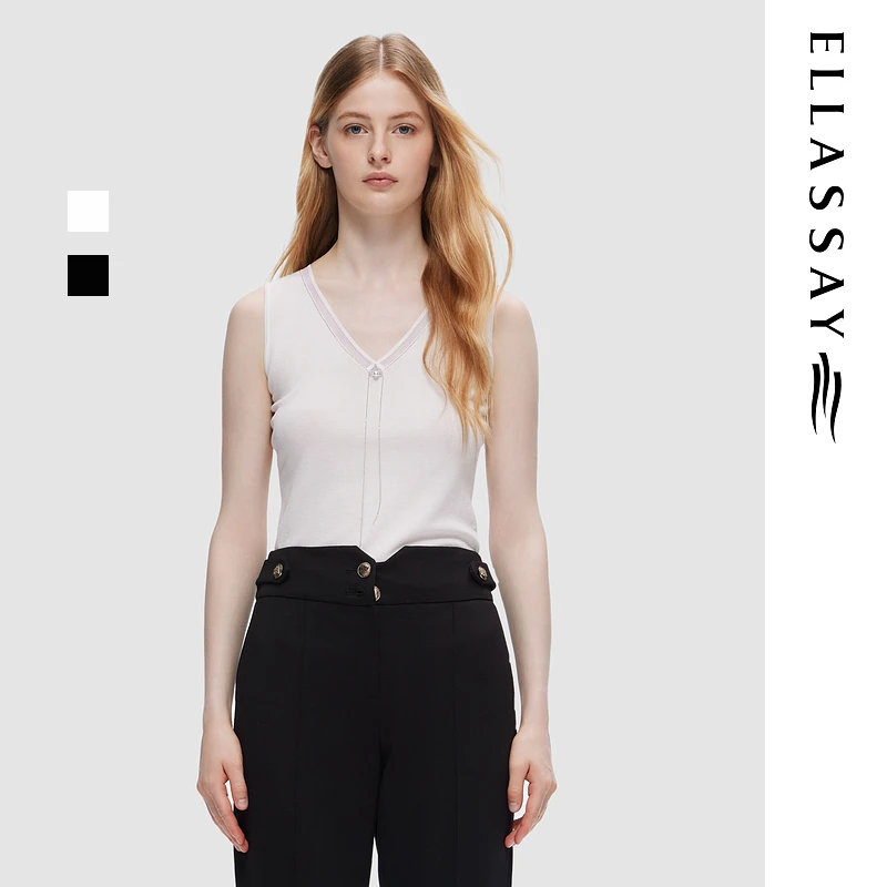 ELLASSAY歌力思夏季显瘦百搭流苏背心式针织衫女EWD352M04100
