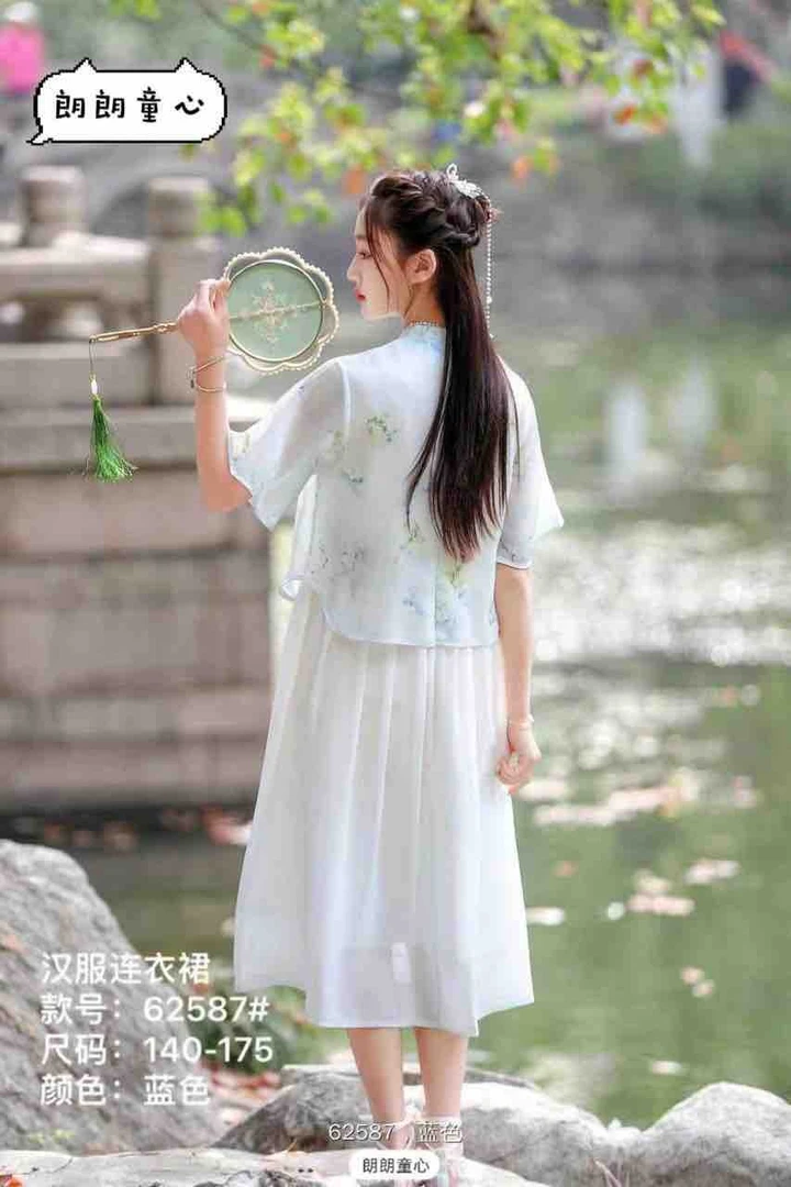 大童女童汉服儿童古装连衣裙夏季复古古风日常中国风汉元素盘扣