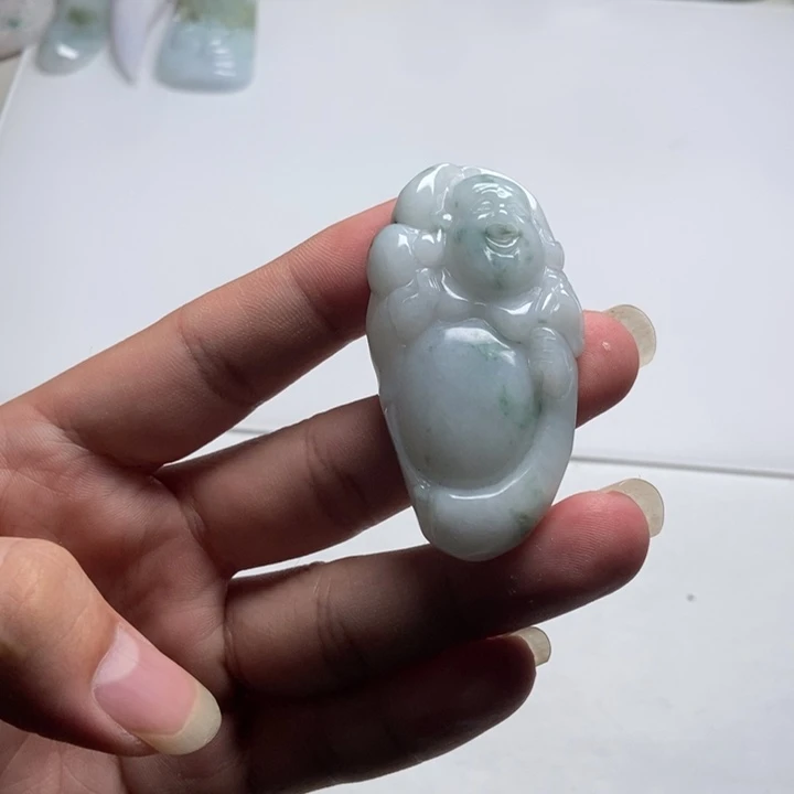 翡翠未镶嵌颈饰逍遥佛6