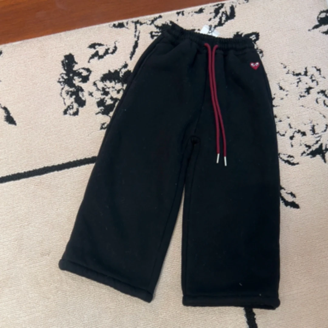 【编号P391】88321-01-儿童爱心针织直筒裤 黑色-MMDD