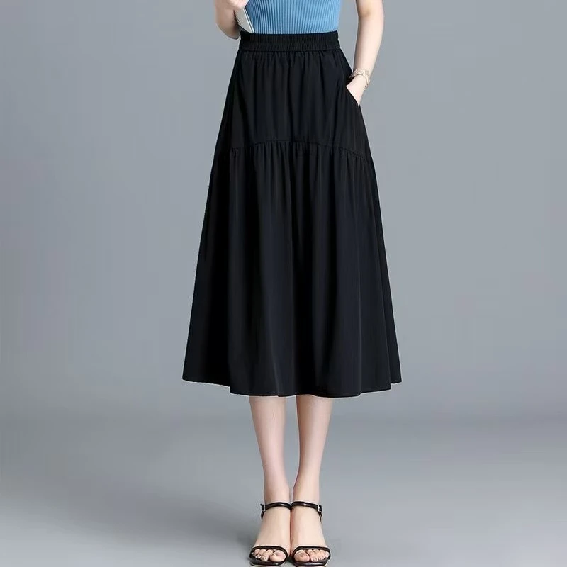夏季新款半身裙A字高档垂坠感a字裙时尚休闲大摆裙新款修身伞裙