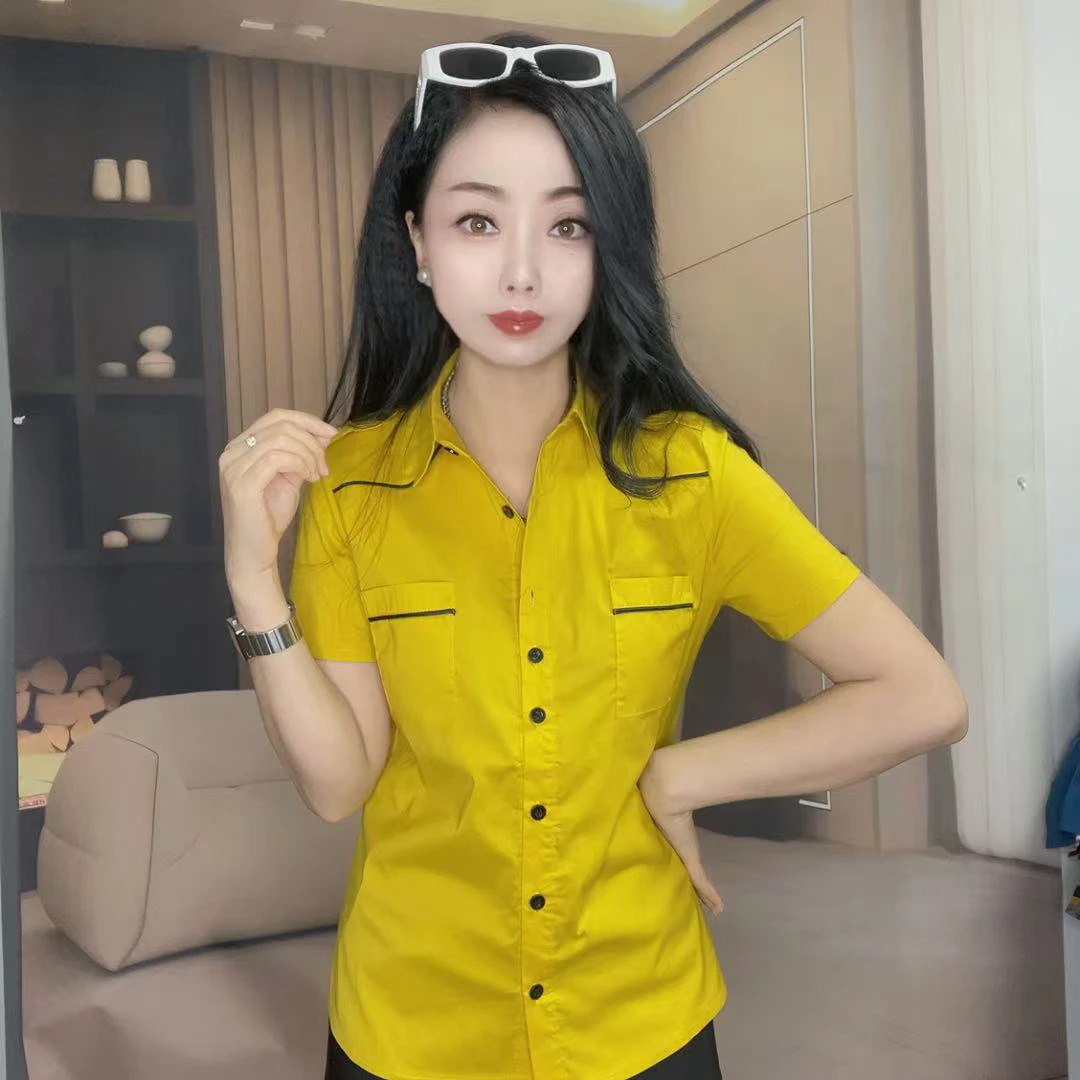 K5033新款夏季时尚潮流短袖衬衫女