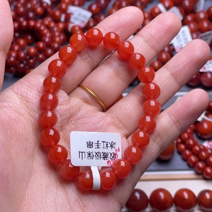 南红玛瑙未镶嵌其他D8mm收藏级保山冰红圆珠手串