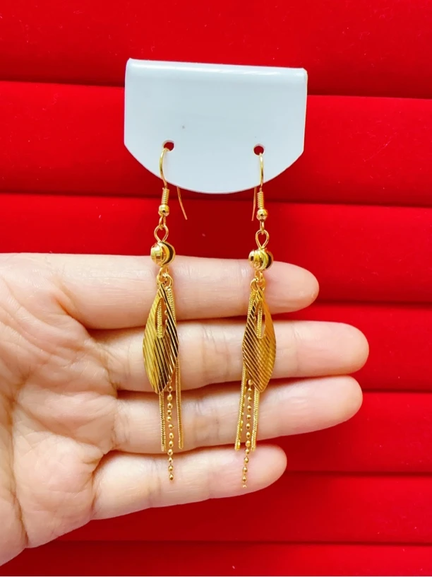 铜合金耳饰 76号叶片流苏精致优雅修饰脸型