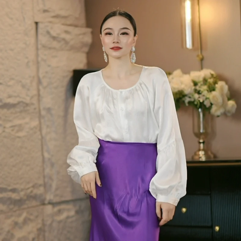 麦子原创设计衬衫女醋酸白色高级轻奢百搭2025春季新款法式气质