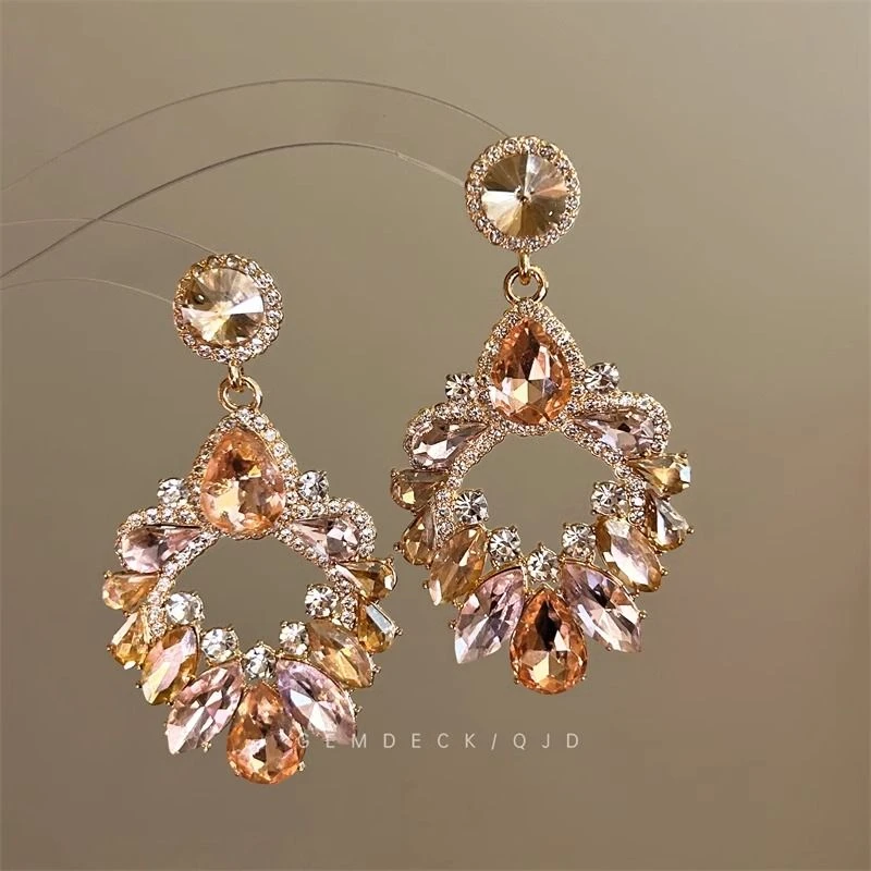 合金耳饰 宫廷风璀璨几何耳环女款法式复古奢华高级感耳钉夸张