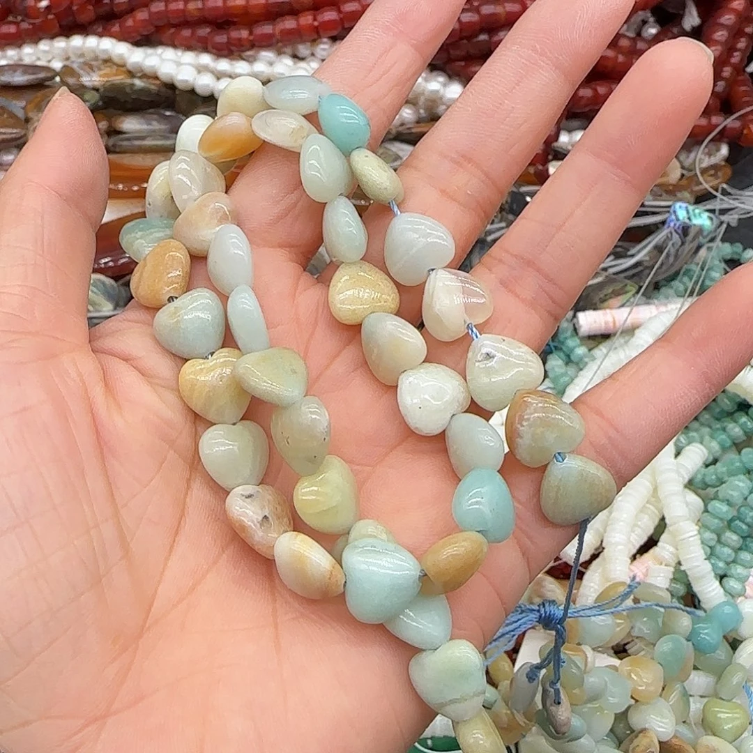 玛瑙/玉髓合金珠宝半成品亚马逊天河石10mm一条