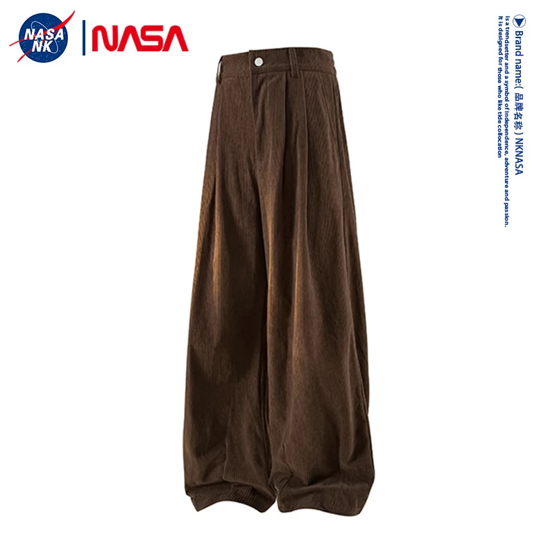 NASA联名灯芯绒休闲裤男款秋冬季宽松直筒长裤日系慵懒松弛感裤子