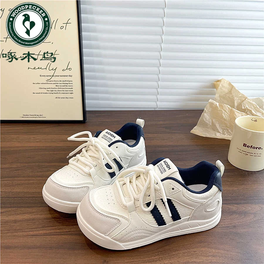 啄木鸟港风小白鞋女ins学生百搭运动休闲板鞋2025秋季新款德训鞋