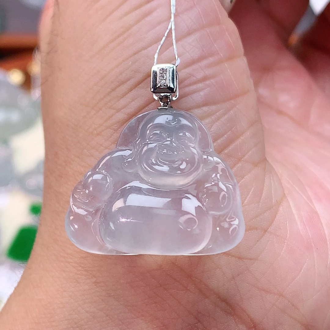 颈饰18K金镶嵌翡翠佛公