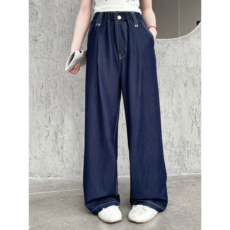 1990女童裤子2025新款夏季爆款薄款中大童洋气时髦儿童直筒牛仔裤