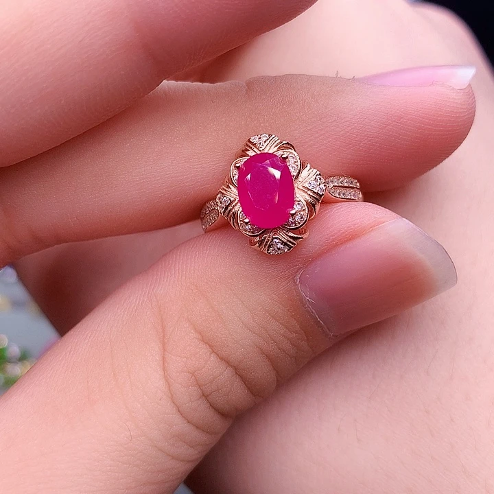 红宝石戒指银S925镶嵌