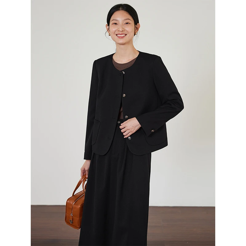 年终大促【1288】】圆领西装外套秋季新款复古气质时尚短款西服