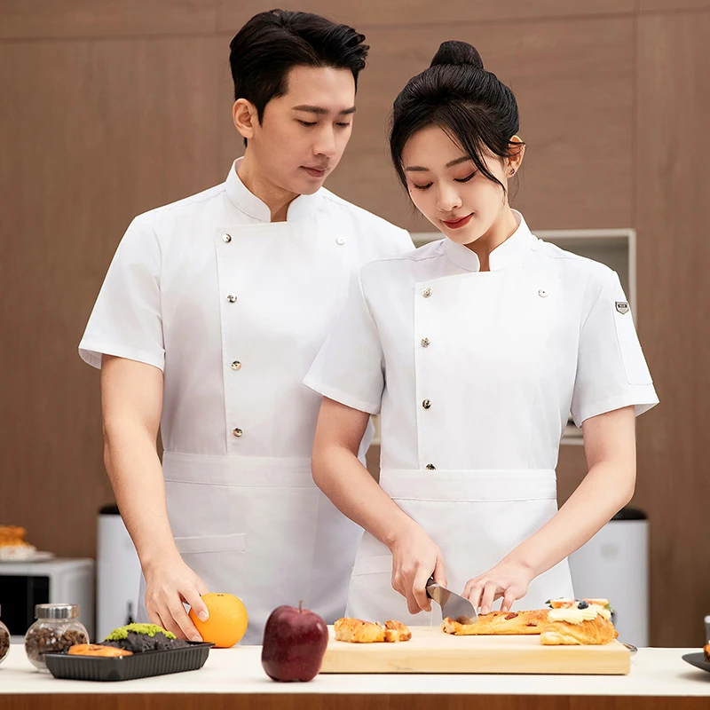衣元帅系列流沙金夏季厨师服上网下布透气吸汗按扣设计方便穿脱