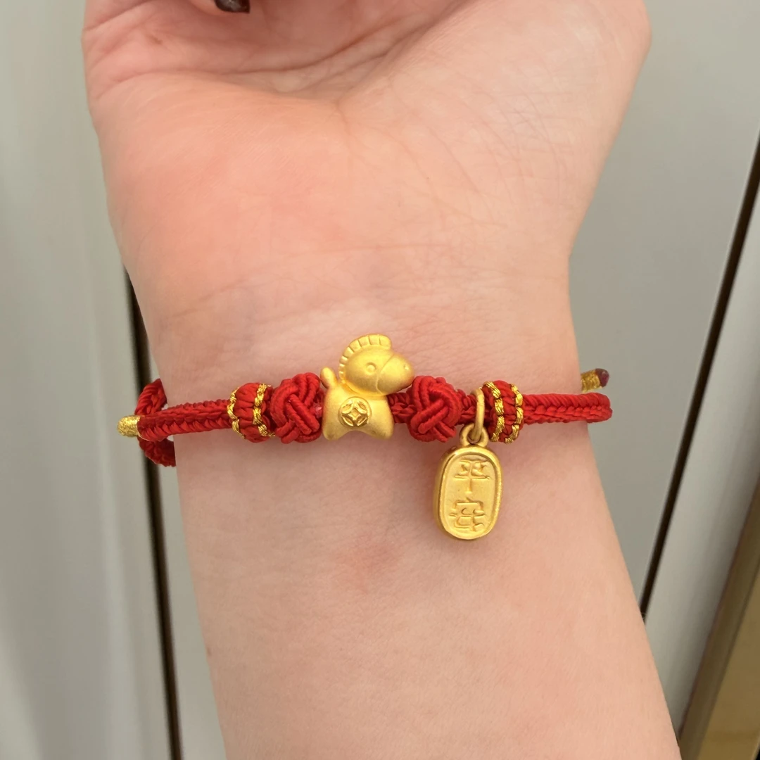 周大生经典足金手编生肖手编本命年红绳生日礼物新款生肖手编
