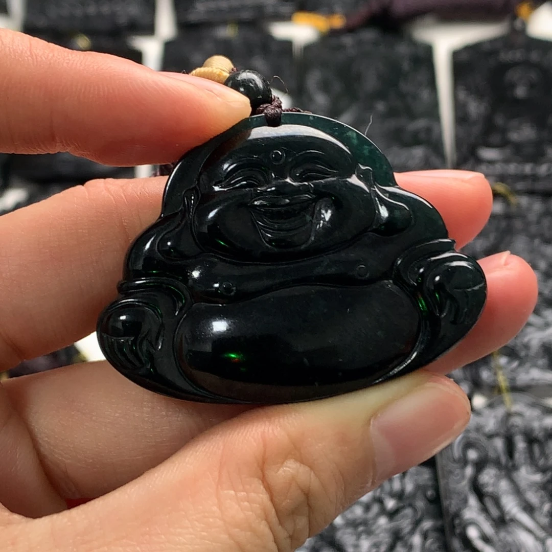 天然缅甸a货钢琴黑挂件