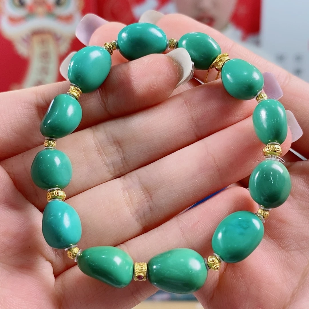 绿松石18K金镶嵌珠宝奇石