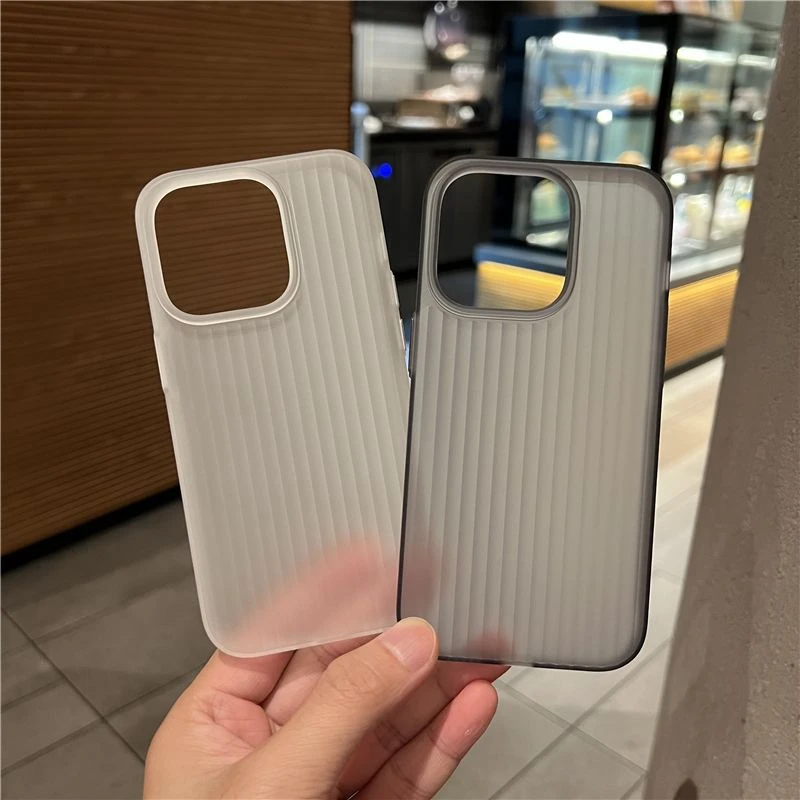 半透磨砂瓦楞适用苹果15PROMAX手机壳iPhone14简约13大孔12软壳11