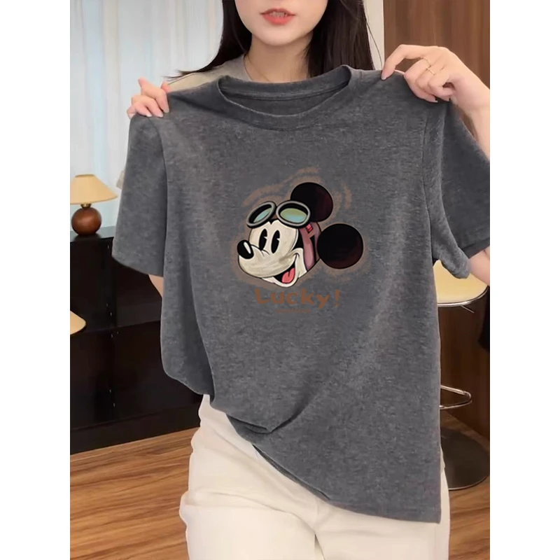 夏季薄款2025年新款正肩短袖t恤女百搭减龄洋气灰色上衣打底衫潮