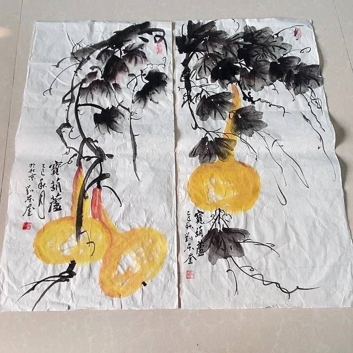 国画两张 四尺四开手绘花鸟