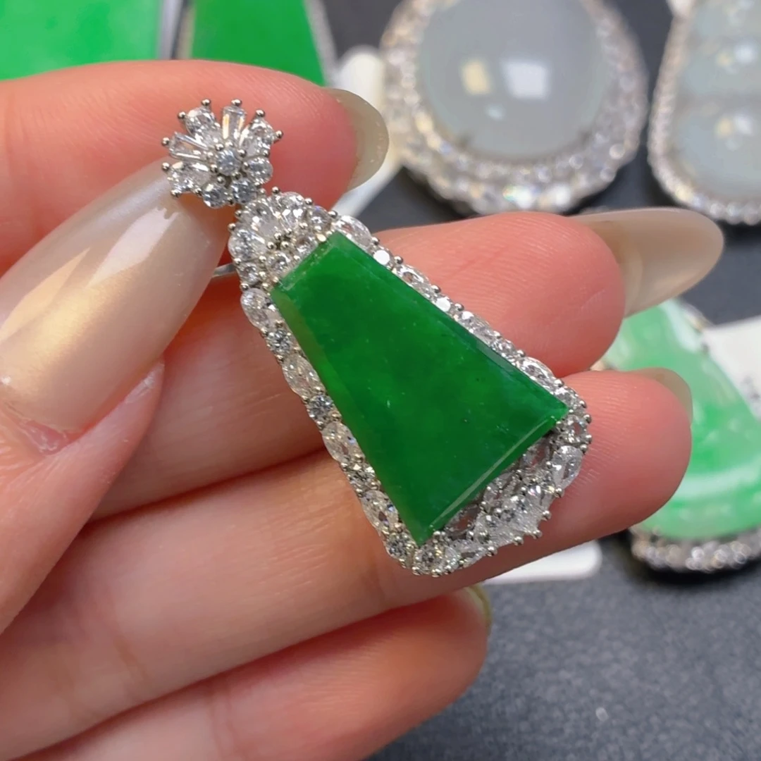 翡翠银S925镶嵌吊坠(不含链)