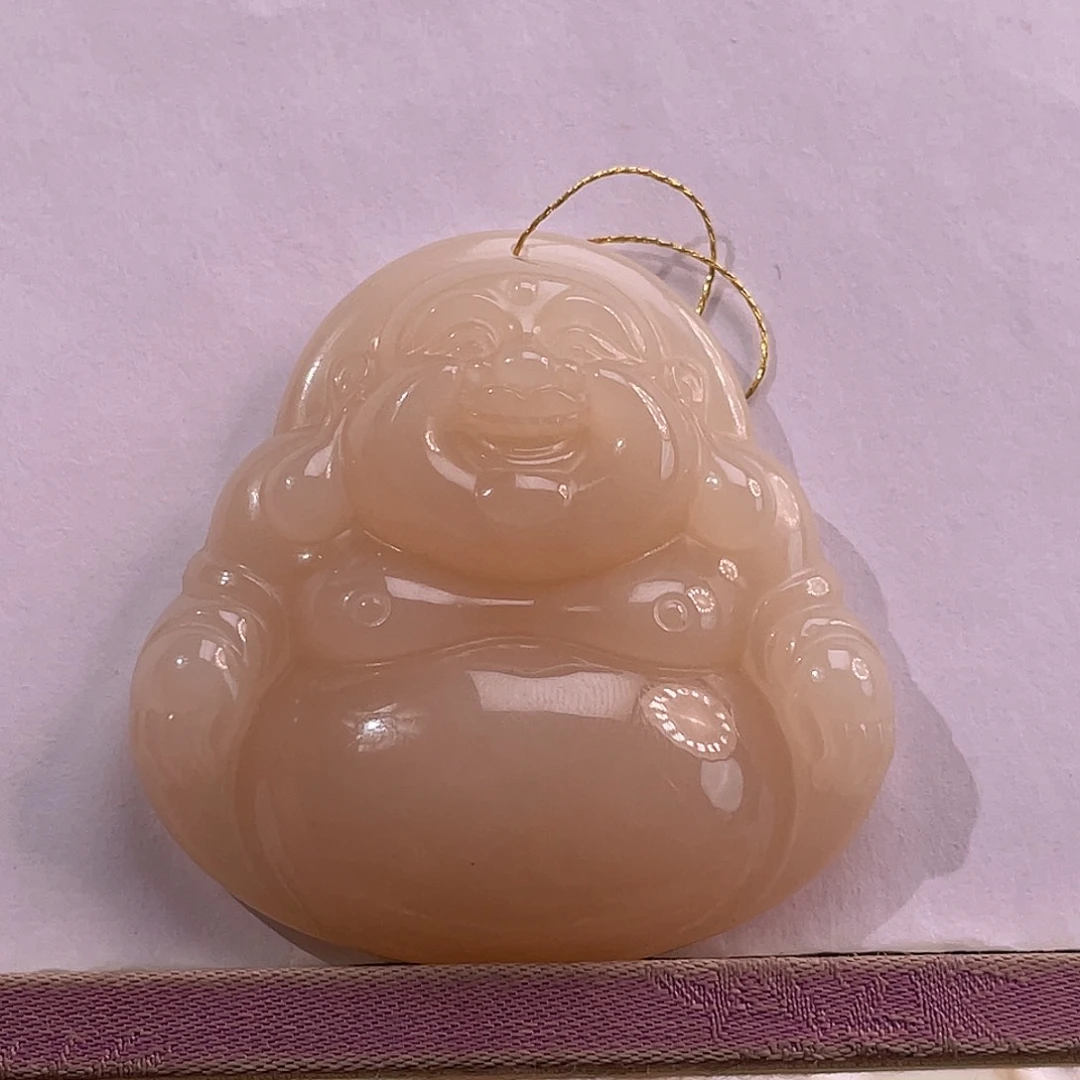 吊坠(不含链)未镶嵌和田玉藕粉藕粉熟糯红粉大佛毕业47
