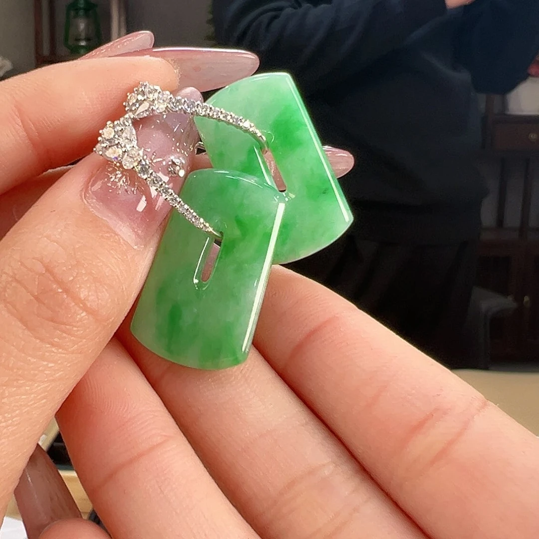 翡翠耳饰18K金镶嵌耳环51