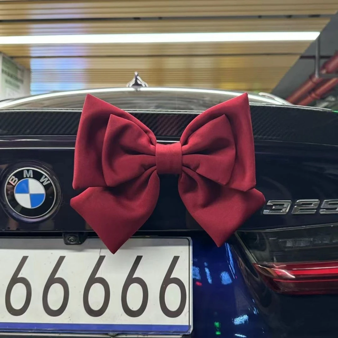 车尾蝴蝶结装饰品挂件后备箱车贴饰品汽车尾部摆件车载摩托车玩偶