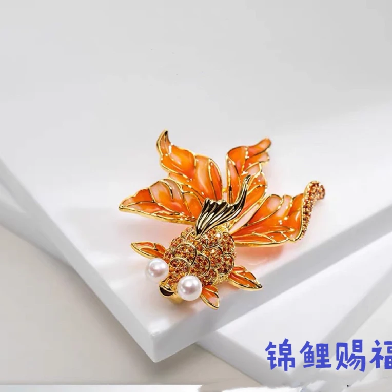 2025年最新款天然海水akoya羽黄金珍珠福禄胸针5-6mm