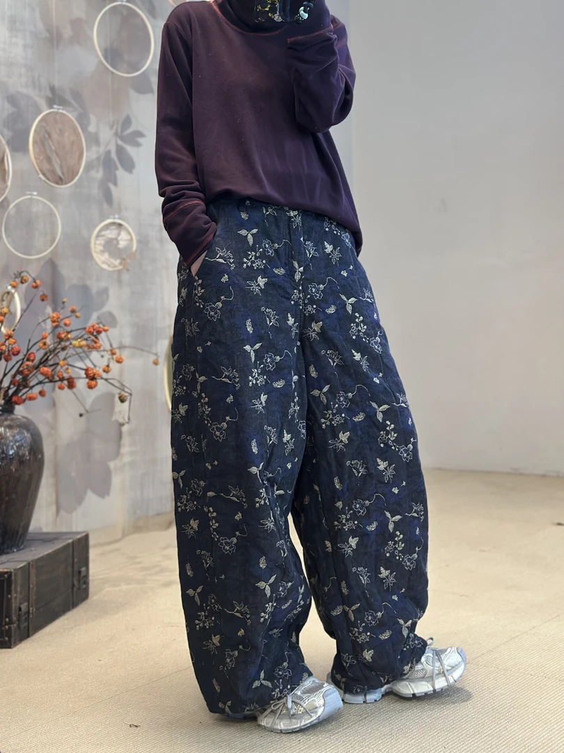 衣牧了然251029色织提花洋气直筒裤百搭棉裤