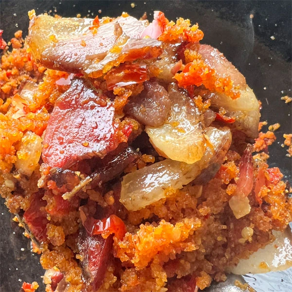 （鲊广角腊肉）湖北宜昌长阳土特产农家食用榨广椒腊肉渣海椒渣广椒
