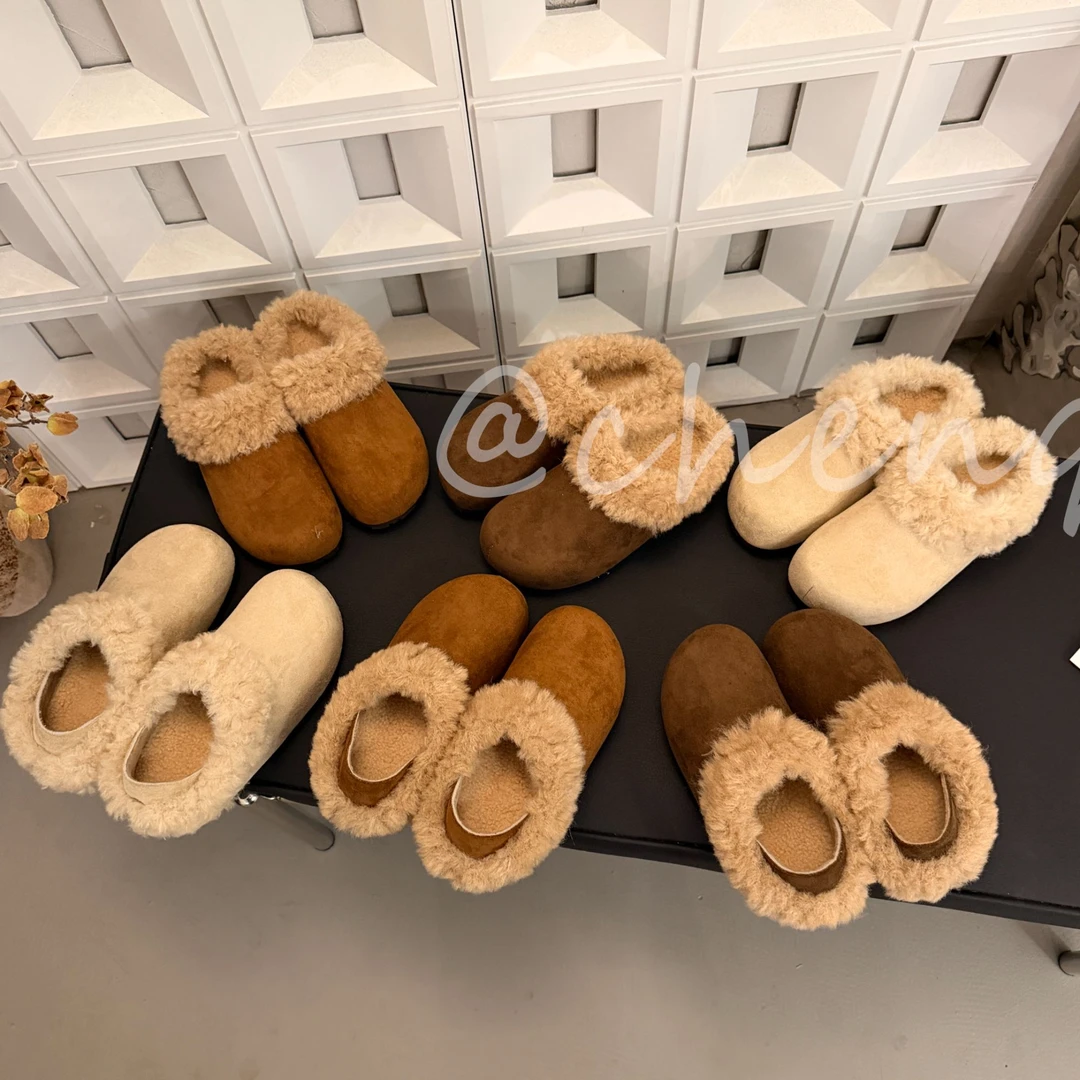 百搭风女低跟包头款包头拖毛毛鞋2025新款秋冬外穿加绒勃肯棉鞋子