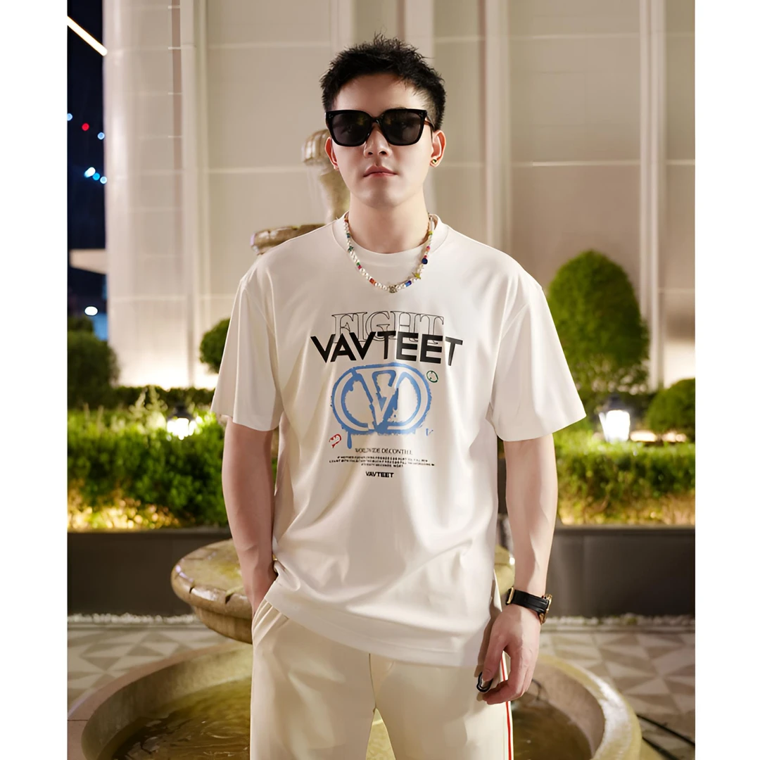 CLL夏季2025新款轻奢印花休闲圆领潮流宽松短袖t恤男潮牌百搭半袖