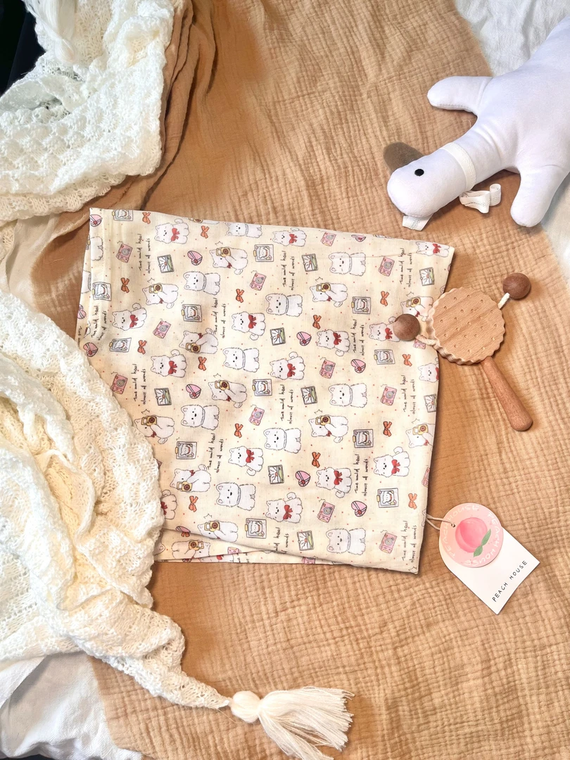 婴幼夏季竹纤维复古披风卡通纯棉宝宝韩版防水盖毯ol透气碎花儿童