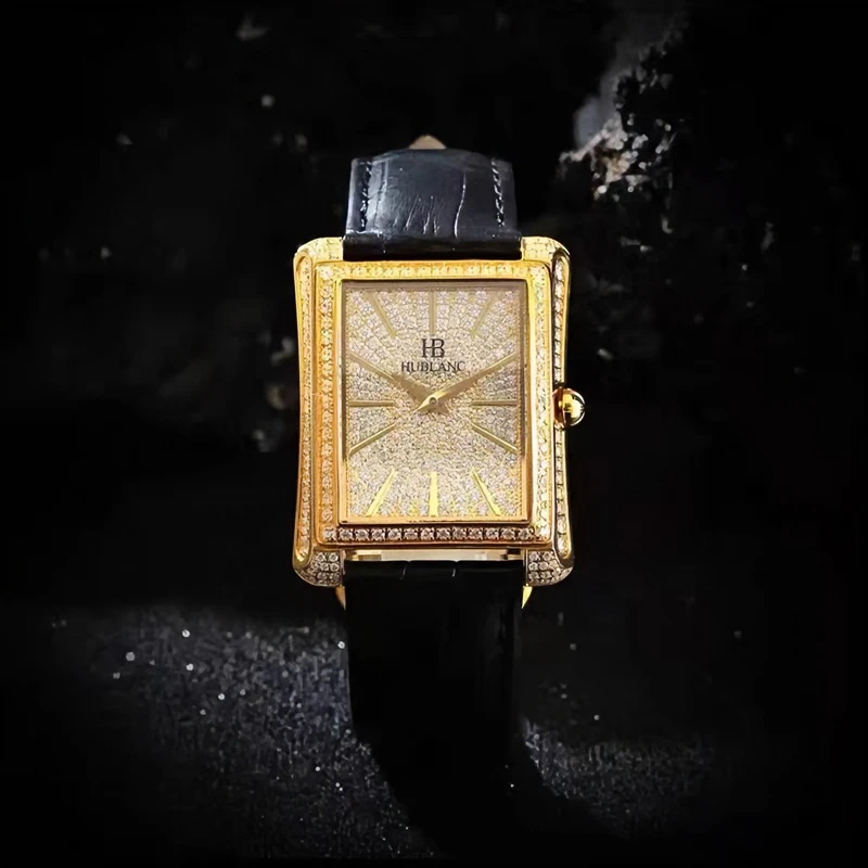 简约方形金表机芯防水满钻手表秉承匠心制表工艺轻奢镶钻单表气质