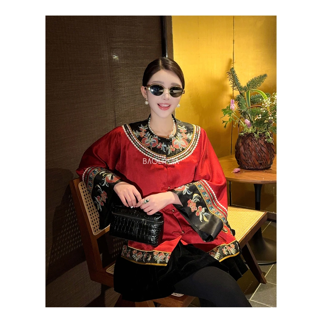 88-【传承/战袍】宝儿家含幂BA67624206秋季国风桑蚕丝重工提花上衣