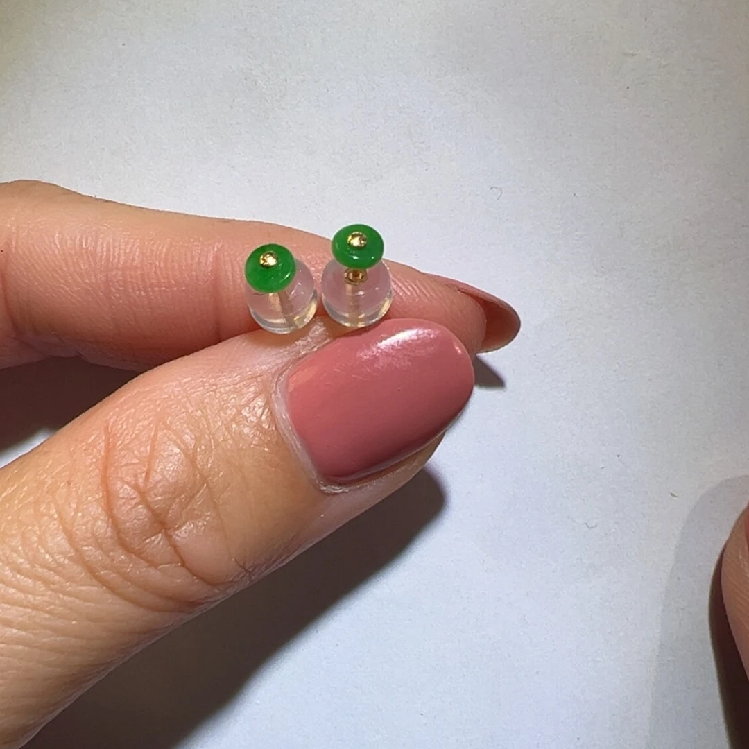 翡翠颈饰18K金镶嵌耳钉