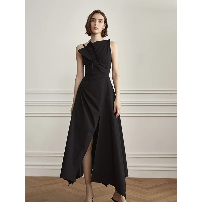 【楠哥专属】AEL高级感不规则开叉吊带连衣裙裙子女23056