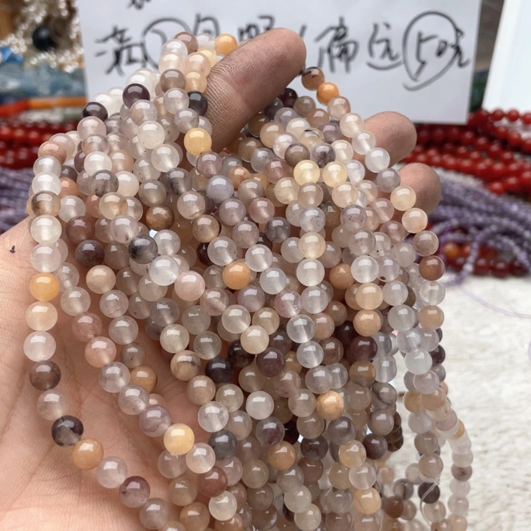 玛瑙/玉髓合金珠宝半成品一条装卡6mm紫罗兰金丝玉
