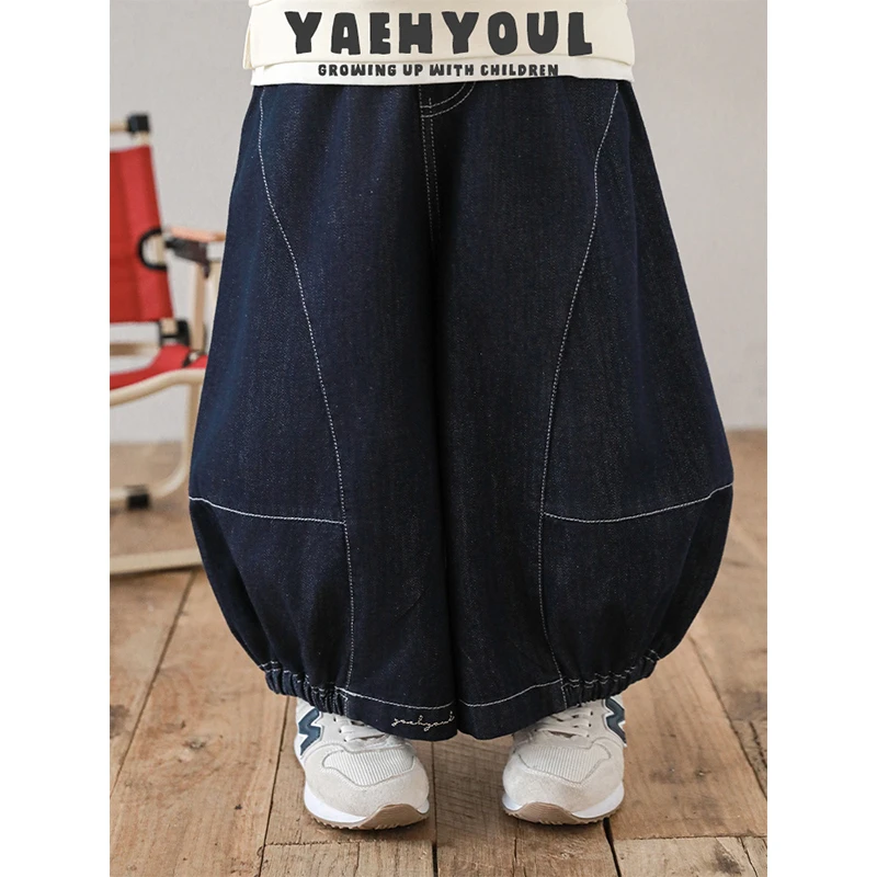 YOEHYAUL/幼悠幼悠【自由舒展】春贰波阔腿复古宽松韩系牛仔裤C3293