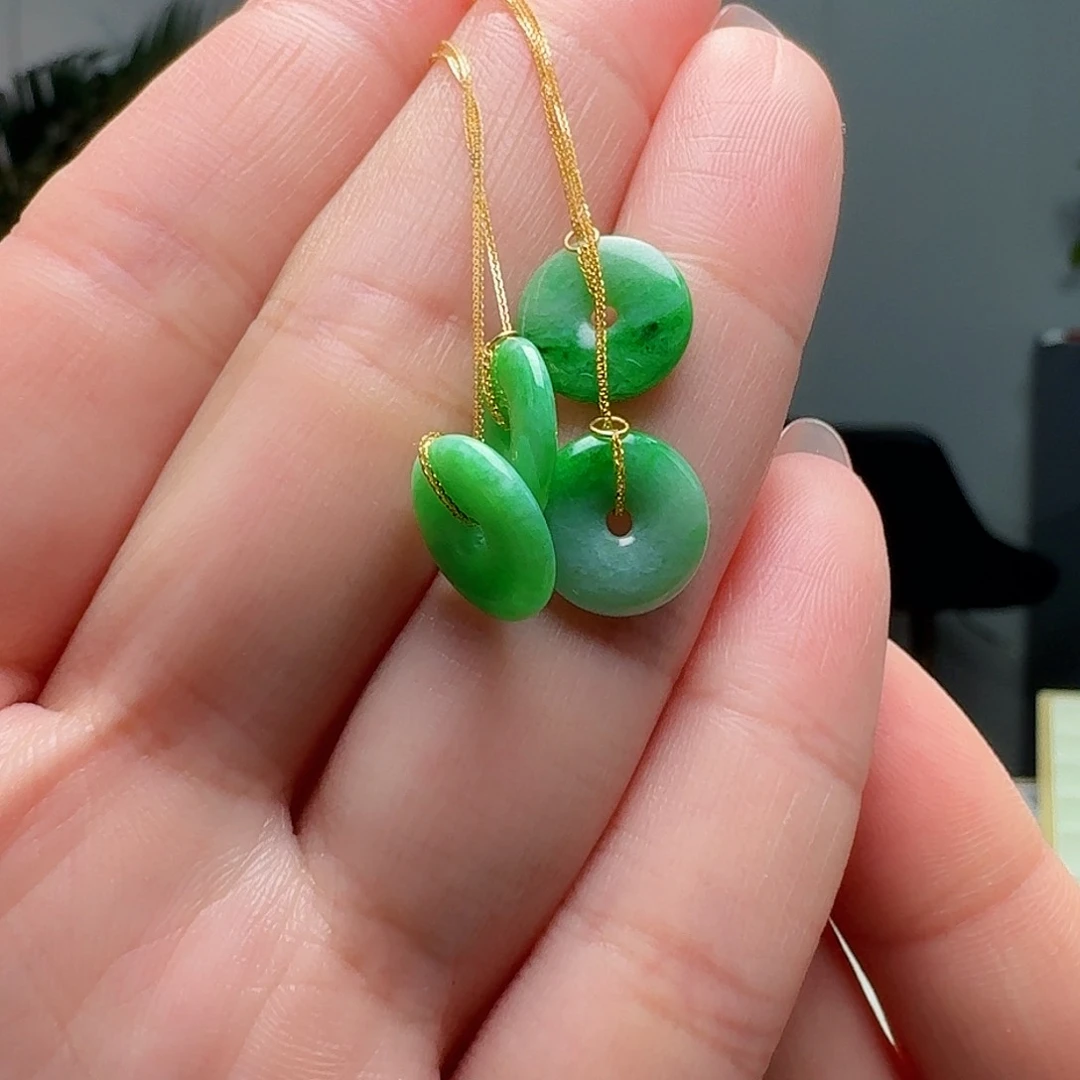 翡翠耳饰18K金镶嵌多样性发货其一