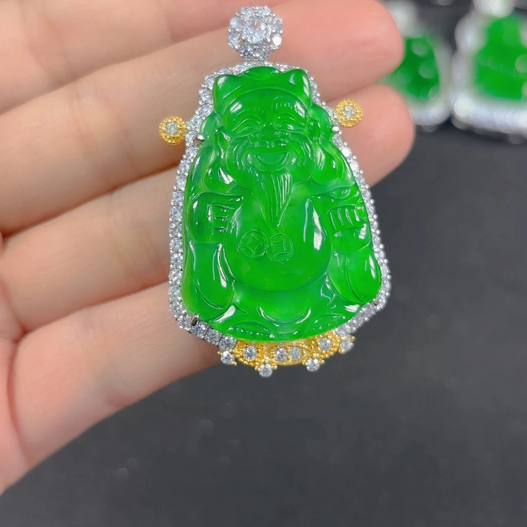 翡翠银S925镶嵌吊坠(不含链)